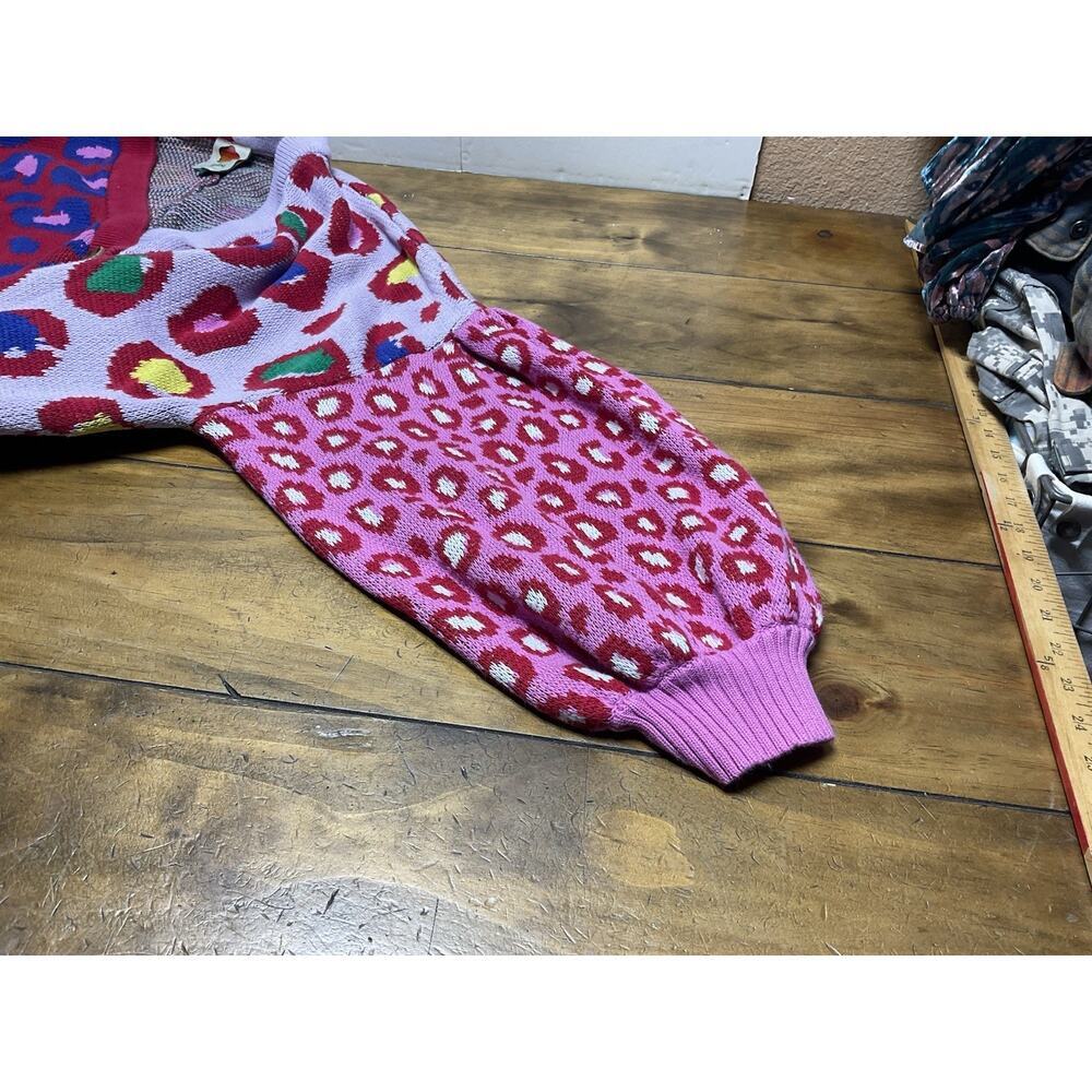 Farm Rio Leopard Pop Cardigan Size XL Colorful Cotton Oversized Bohemian - Picture 4 of 12